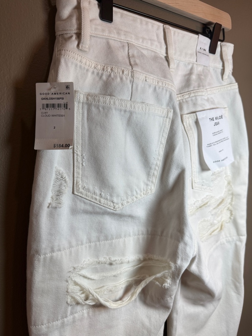 Good American Khloe Jeans White Distressed Flare 2/26 NWT- Flawed - Picture 5 of 11